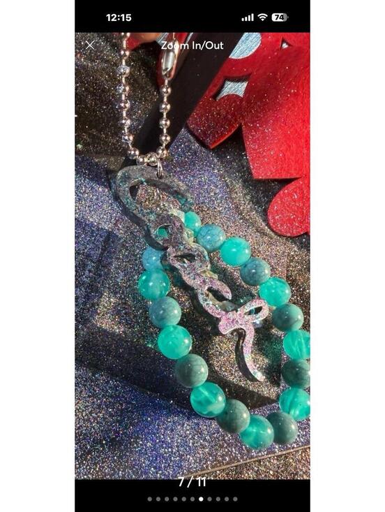 Jewelry - Authentic Coach charm and a beaded purse charm teal and purple iridescent